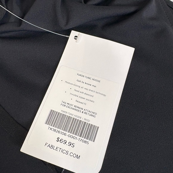 Fabletics Yukon Tunic Hoodie Black 3X Plus Size Sleeveless Zip Vest NWT - Picture 8 of 9
